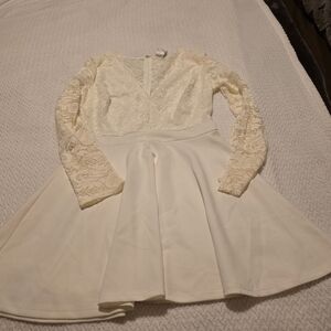 Windsor Cream Lace Fit-and-Flare Dress